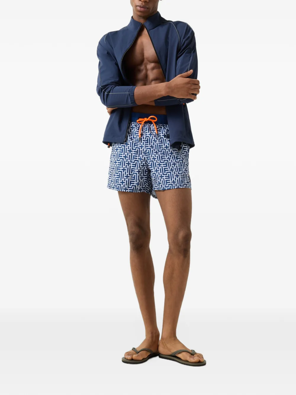BOGNER FIRE+ICE Nelson logo-print swim shorts Blauw