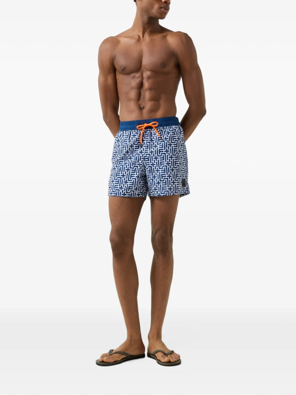 BOGNER FIRE+ICE Nelson logo-print swim shorts Blauw