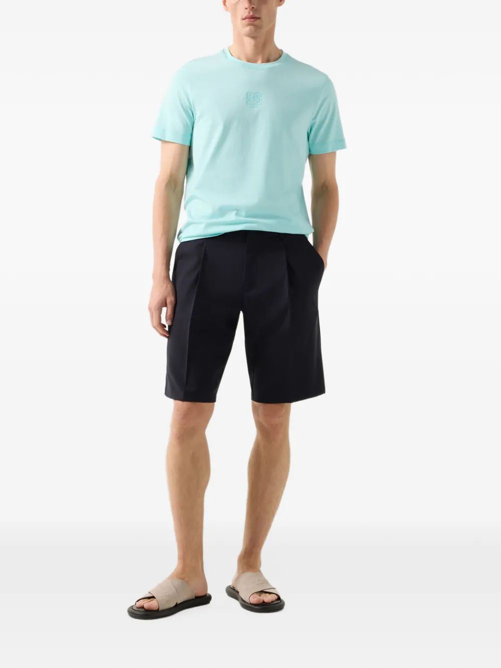 BOGNER pleated virgin wool shorts Blauw