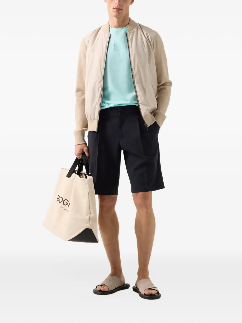 BOGNER pleated virgin wool shorts Blauw