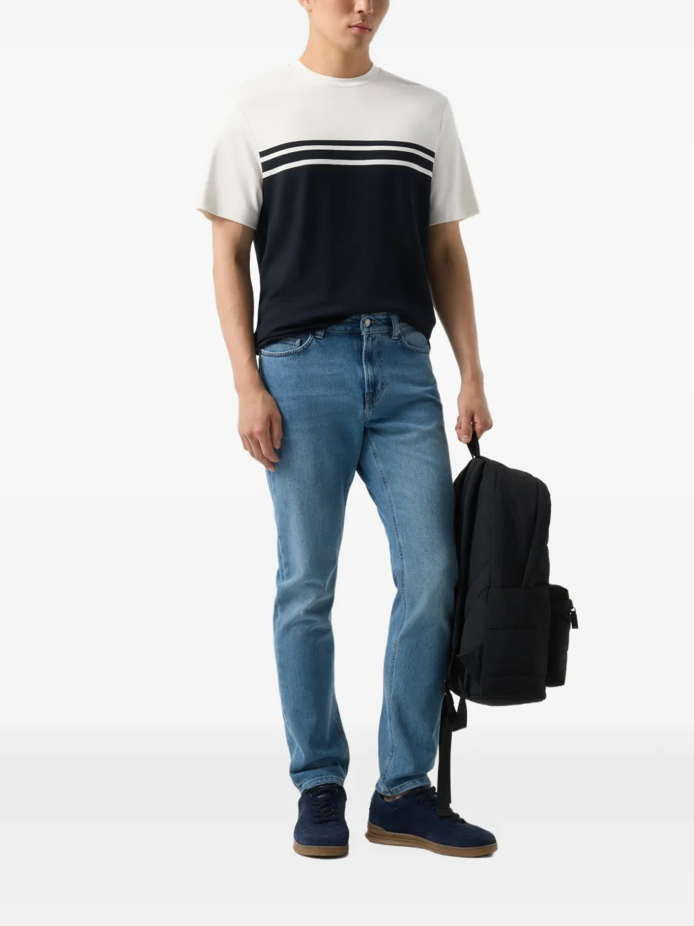 BOGNER colour-block striped T-shirt Blauw