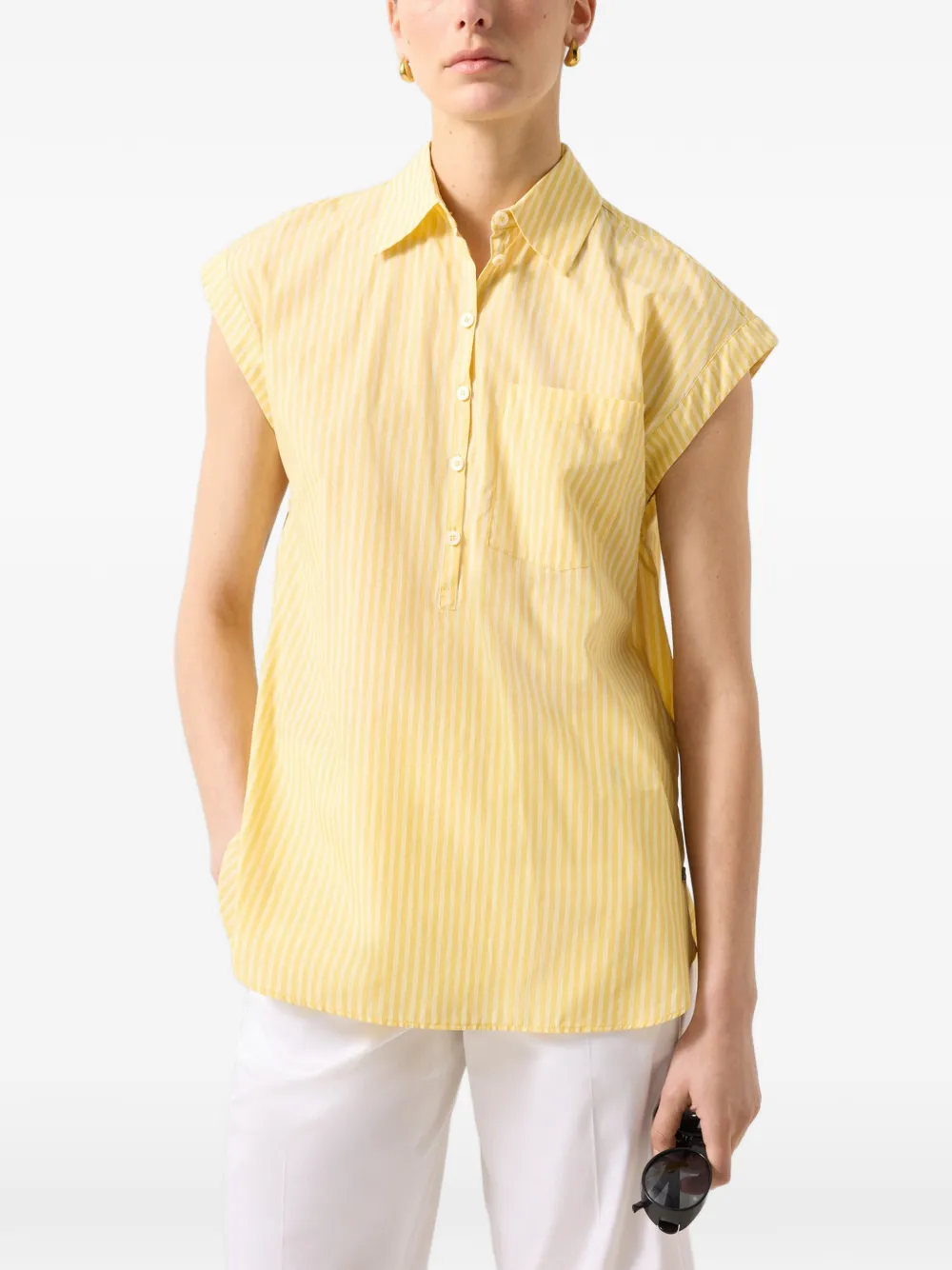 BOGNER striped cotton blouse Geel