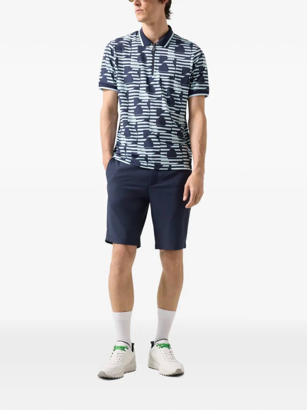 BOGNER Valentin logo-print zip-fastening polo shirt Blauw