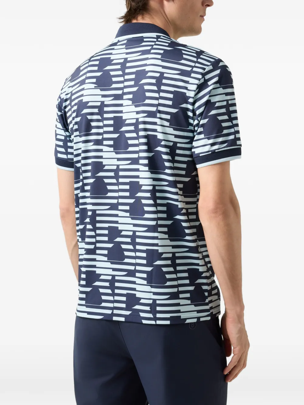BOGNER Valentin logo-print zip-fastening polo shirt Blauw