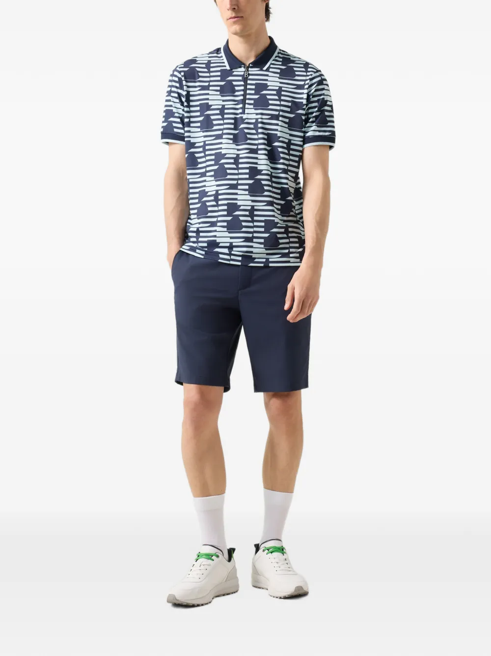 BOGNER Valentin logo-print zip-fastening polo shirt Blauw