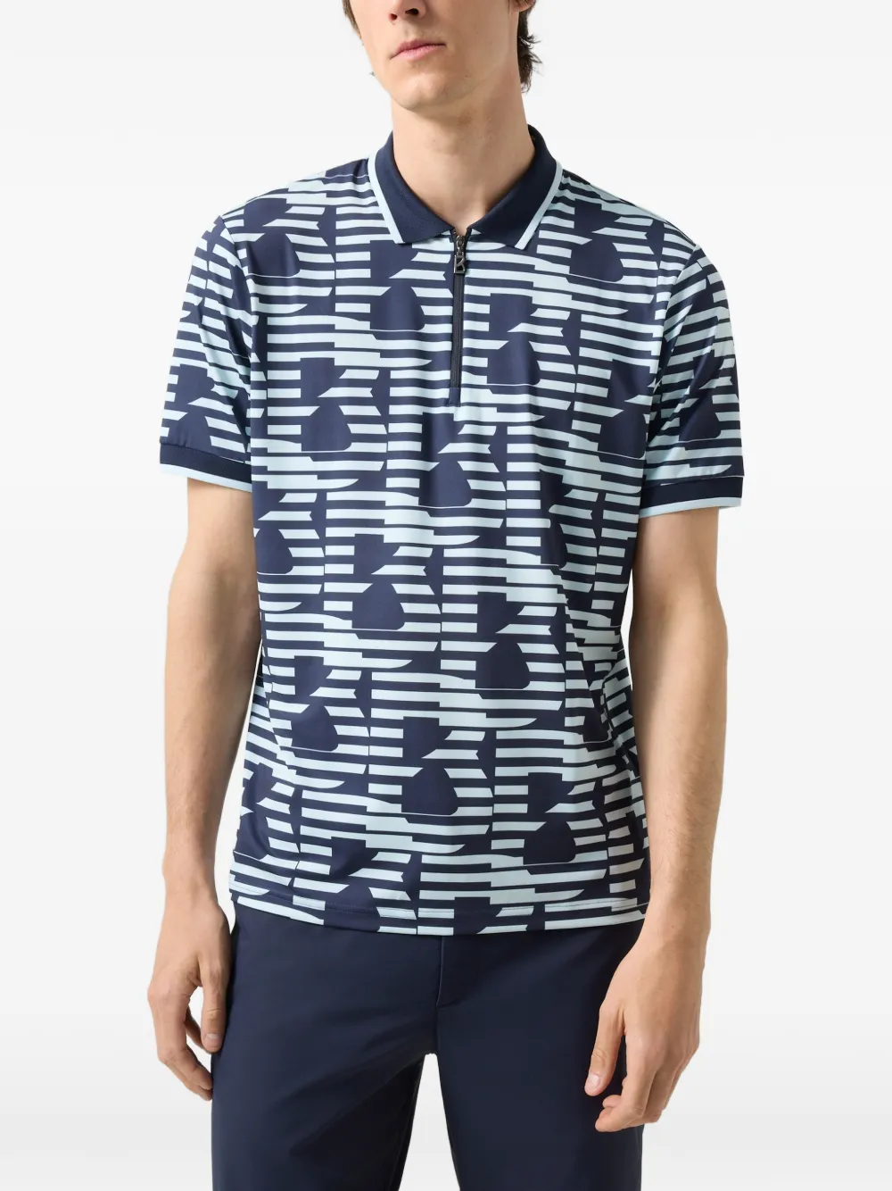 BOGNER Valentin logo-print zip-fastening polo shirt Blauw