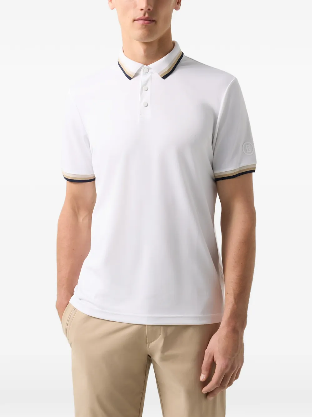 BOGNER Arik striped-trim polo shirt Wit