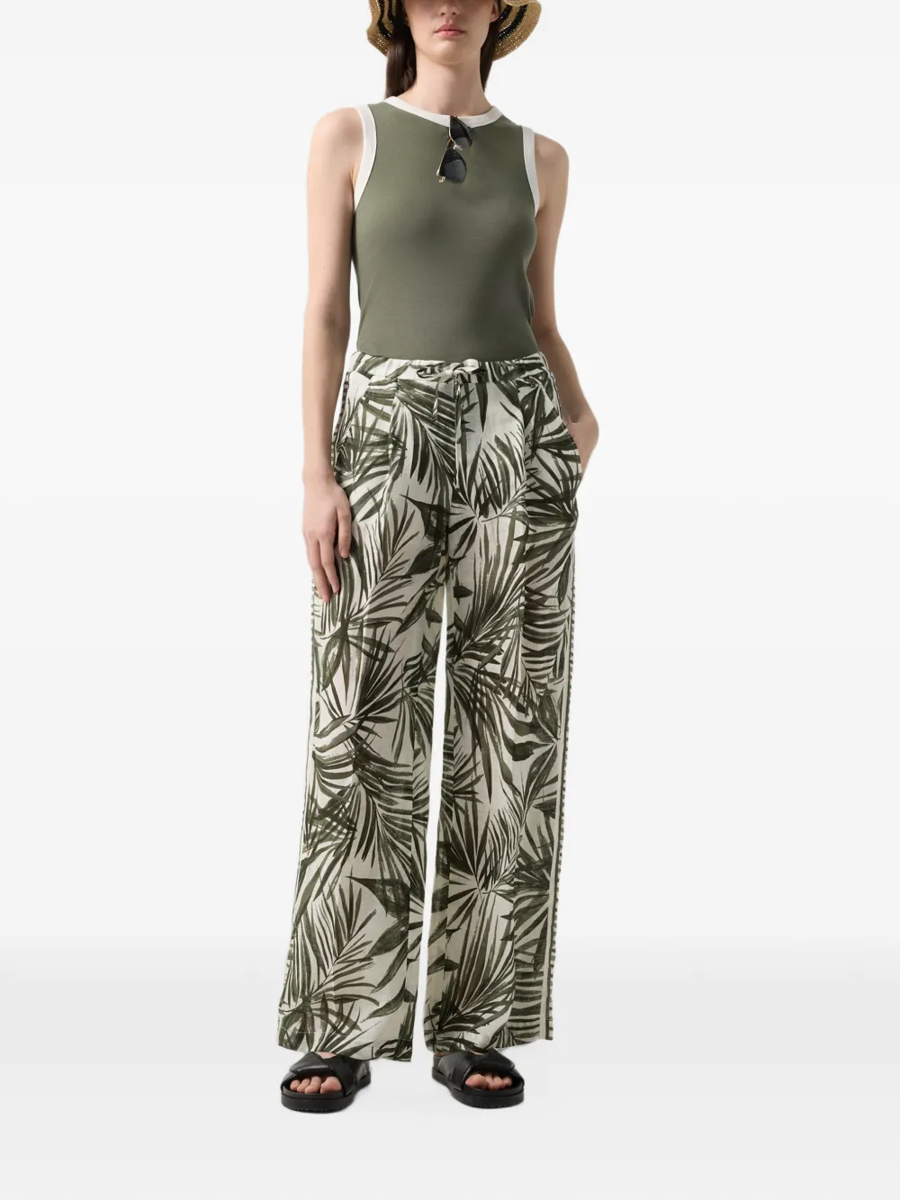 BOGNER Gina palm-print trousers Beige