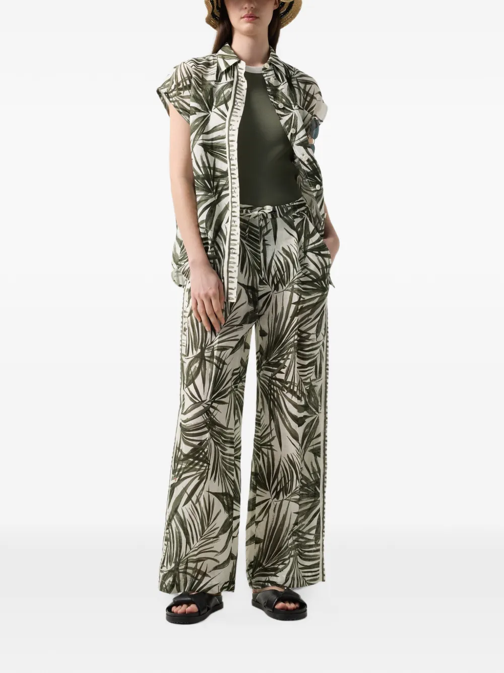 BOGNER Gina palm-print trousers Beige
