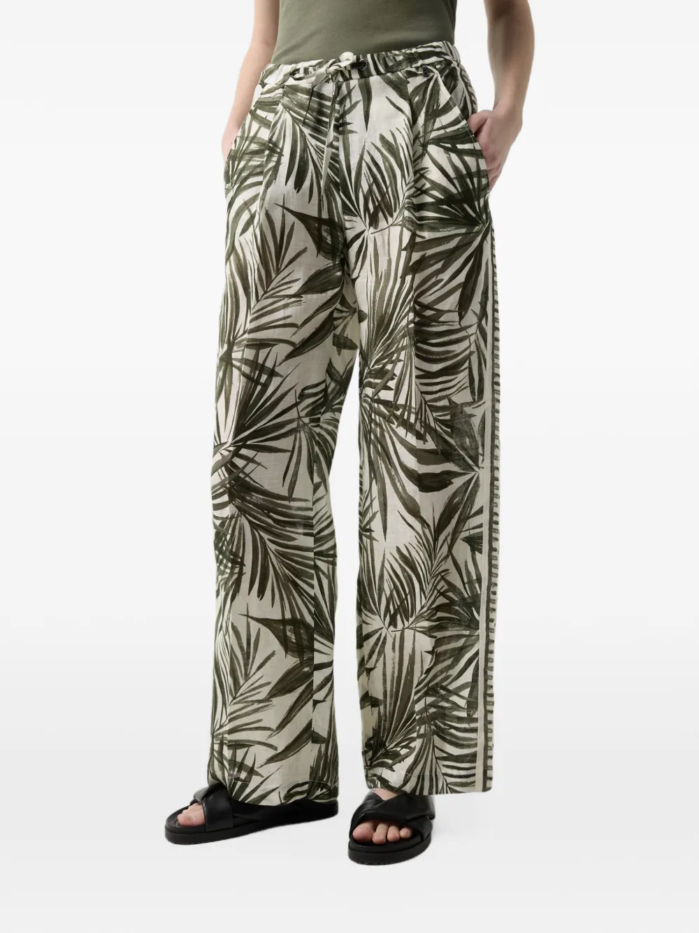 BOGNER Gina palm-print trousers Beige