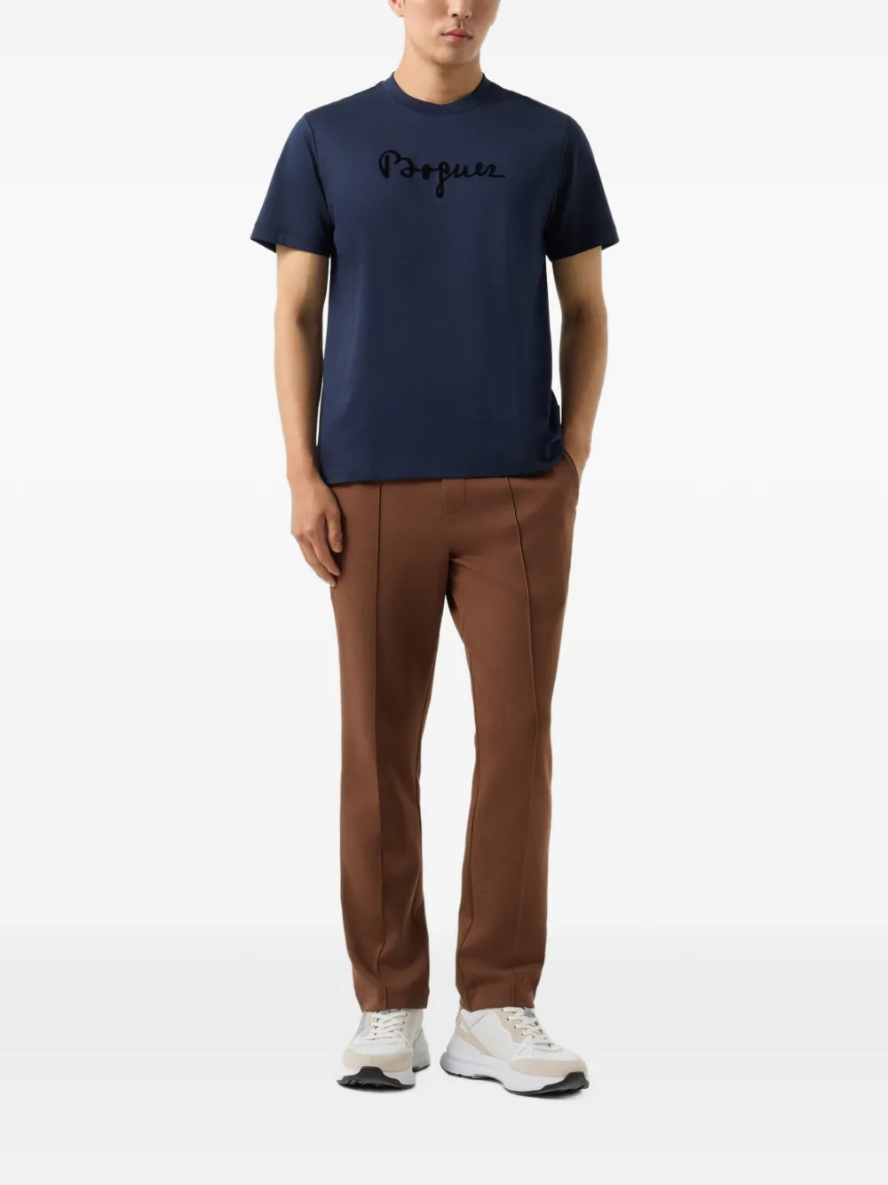 BOGNER Lukas logo-print cotton T-shirt Blauw
