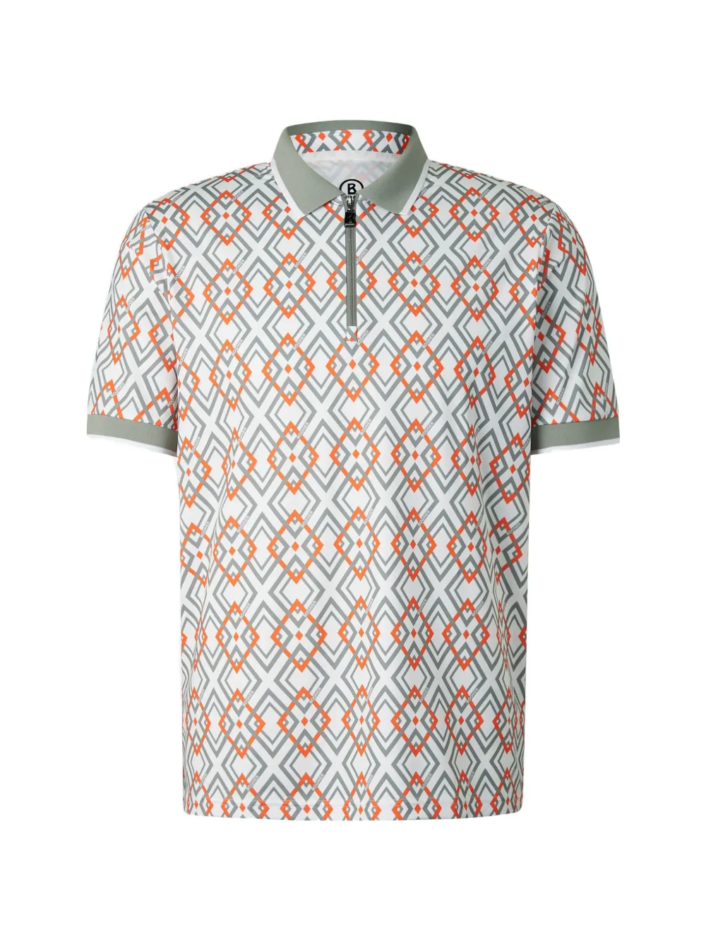 BOGNER geometric-print zip-neck polo shirt - Weiß