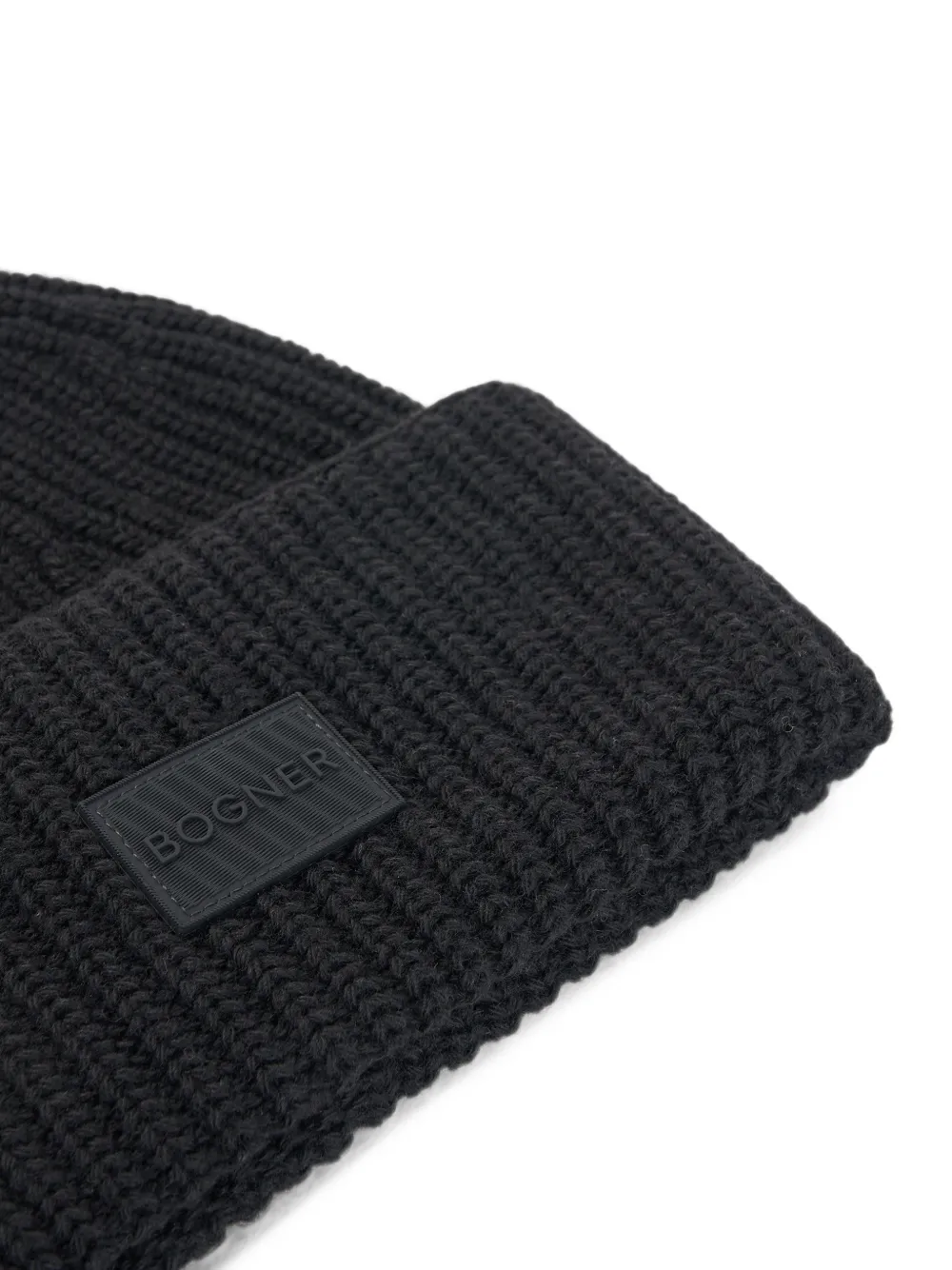 BOGNER Larah logo-patch ribbed-knit beanie hat Zwart