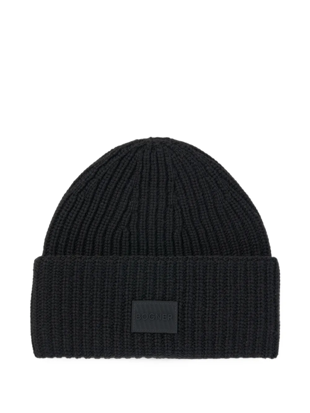 Bogner Larah logo-patch ribbed-knit beanie hat in Black