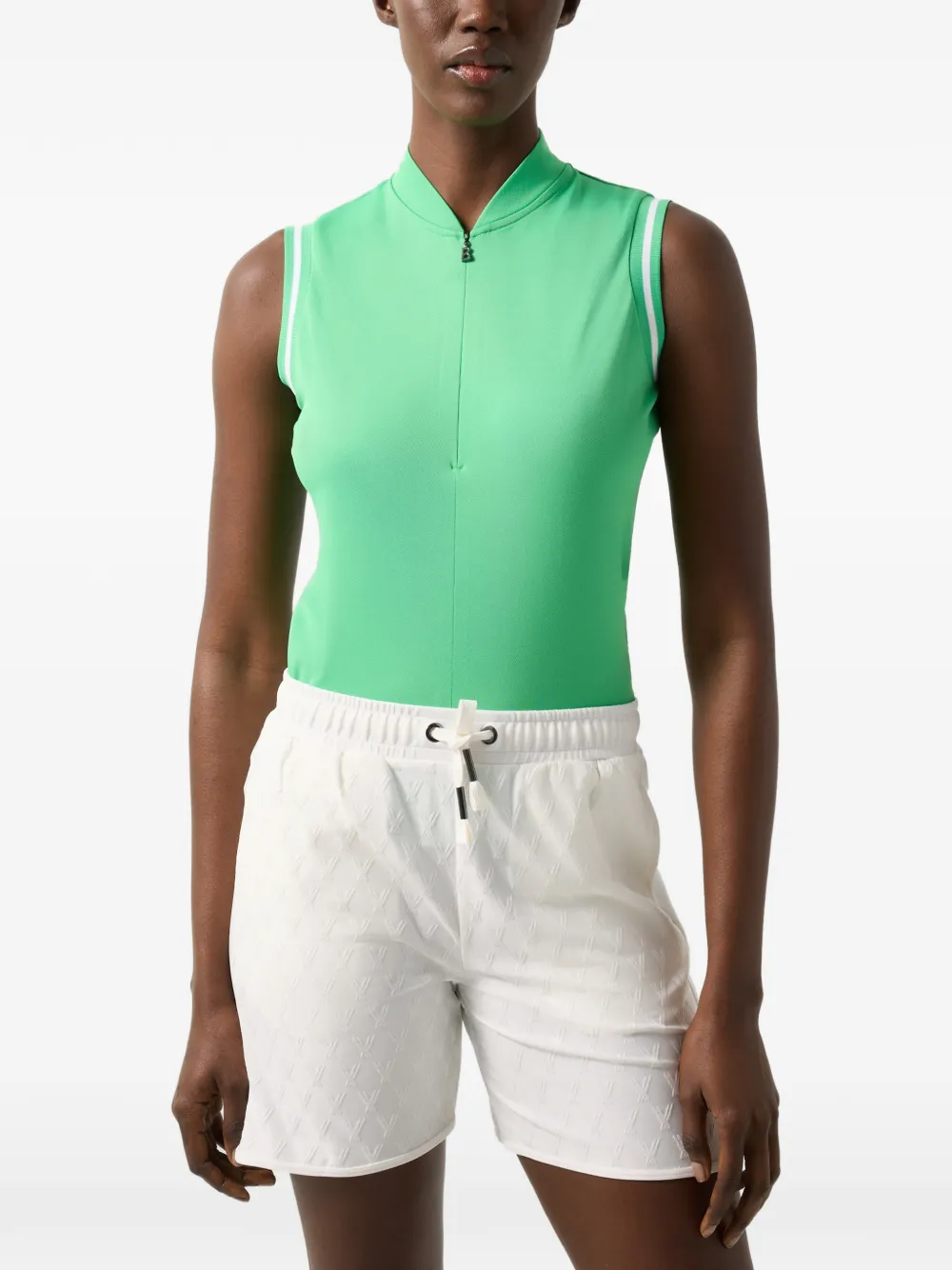 BOGNER Evi sleeveless piqué polo top Groen