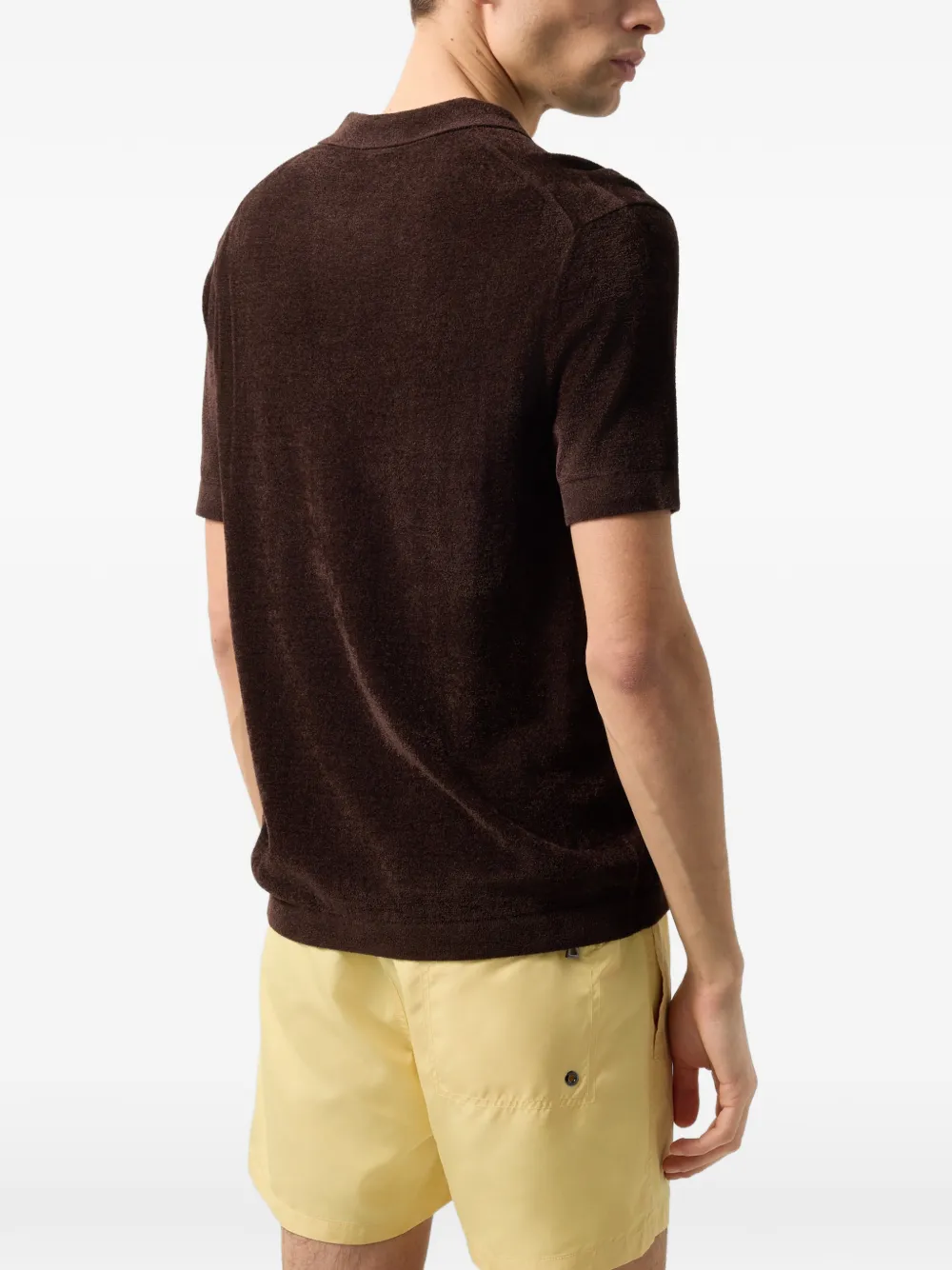 BOGNER Finn chenille-knit polo shirt Bruin