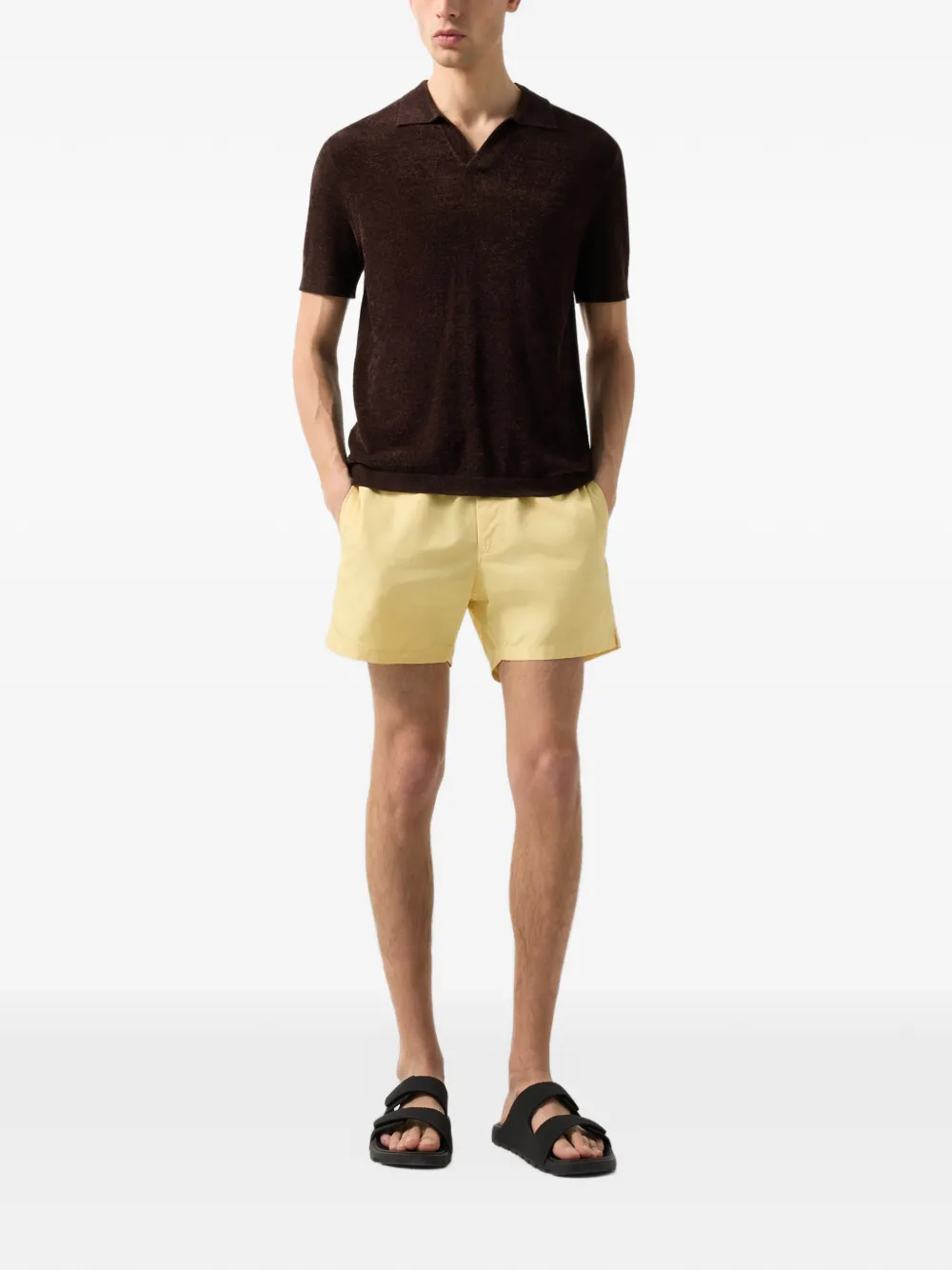 BOGNER Finn chenille-knit polo shirt Bruin