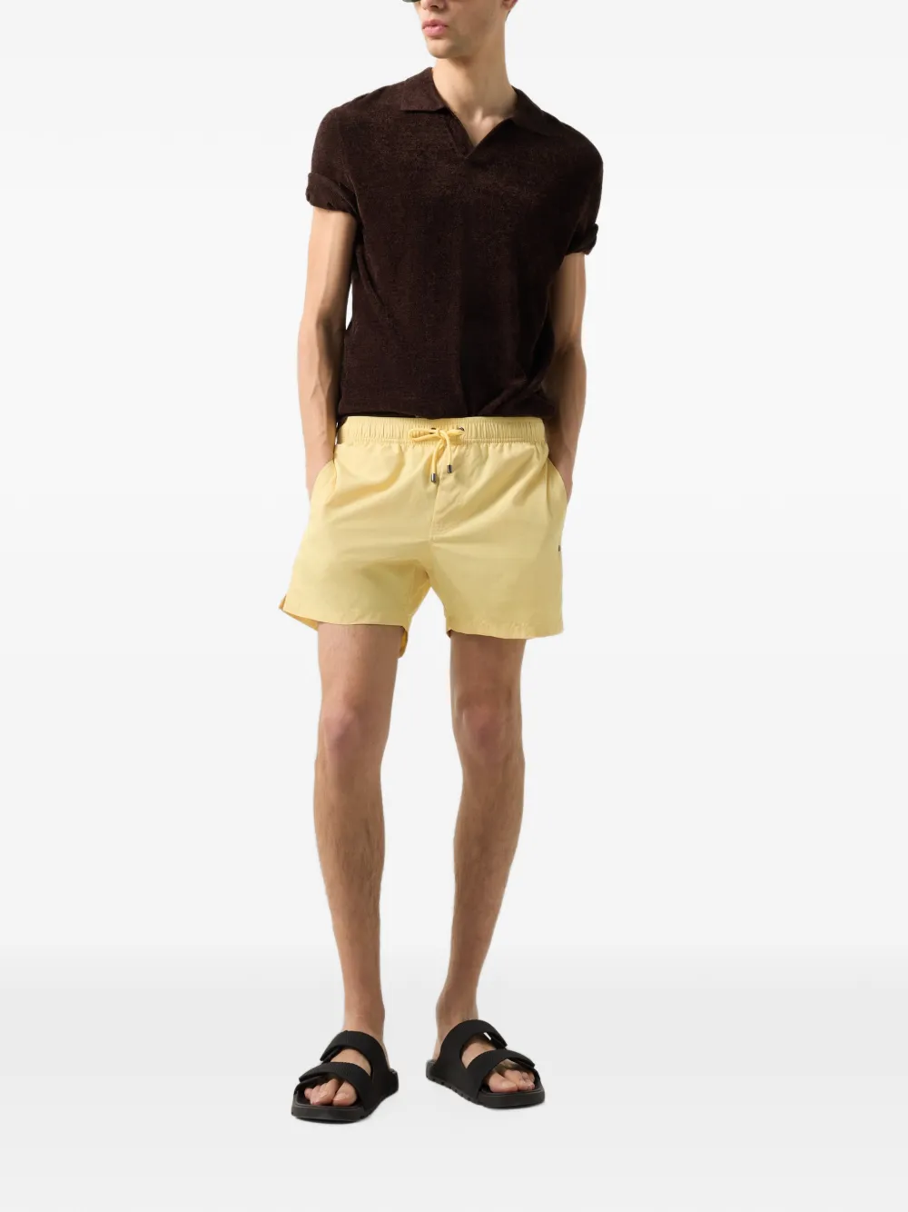 BOGNER Finn chenille-knit polo shirt Bruin
