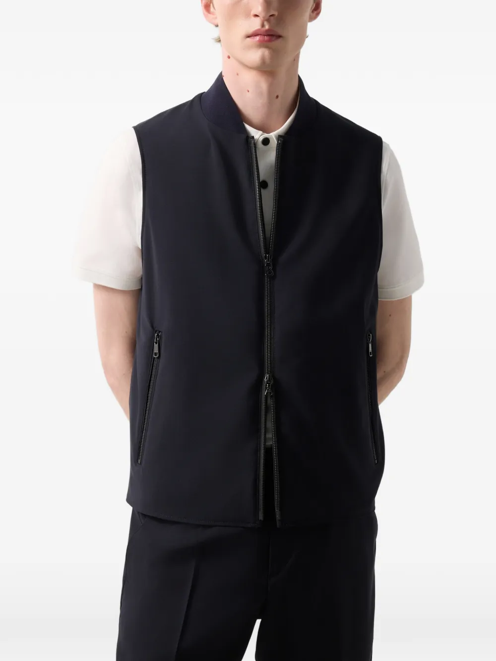 BOGNER Jeff ribbed-collar gilet Blauw