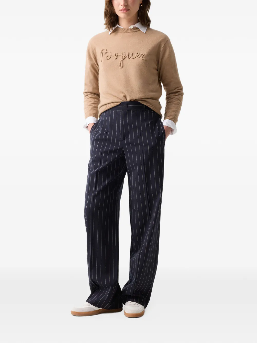 BOGNER Joya pinstripe barrel-leg trousers Blauw