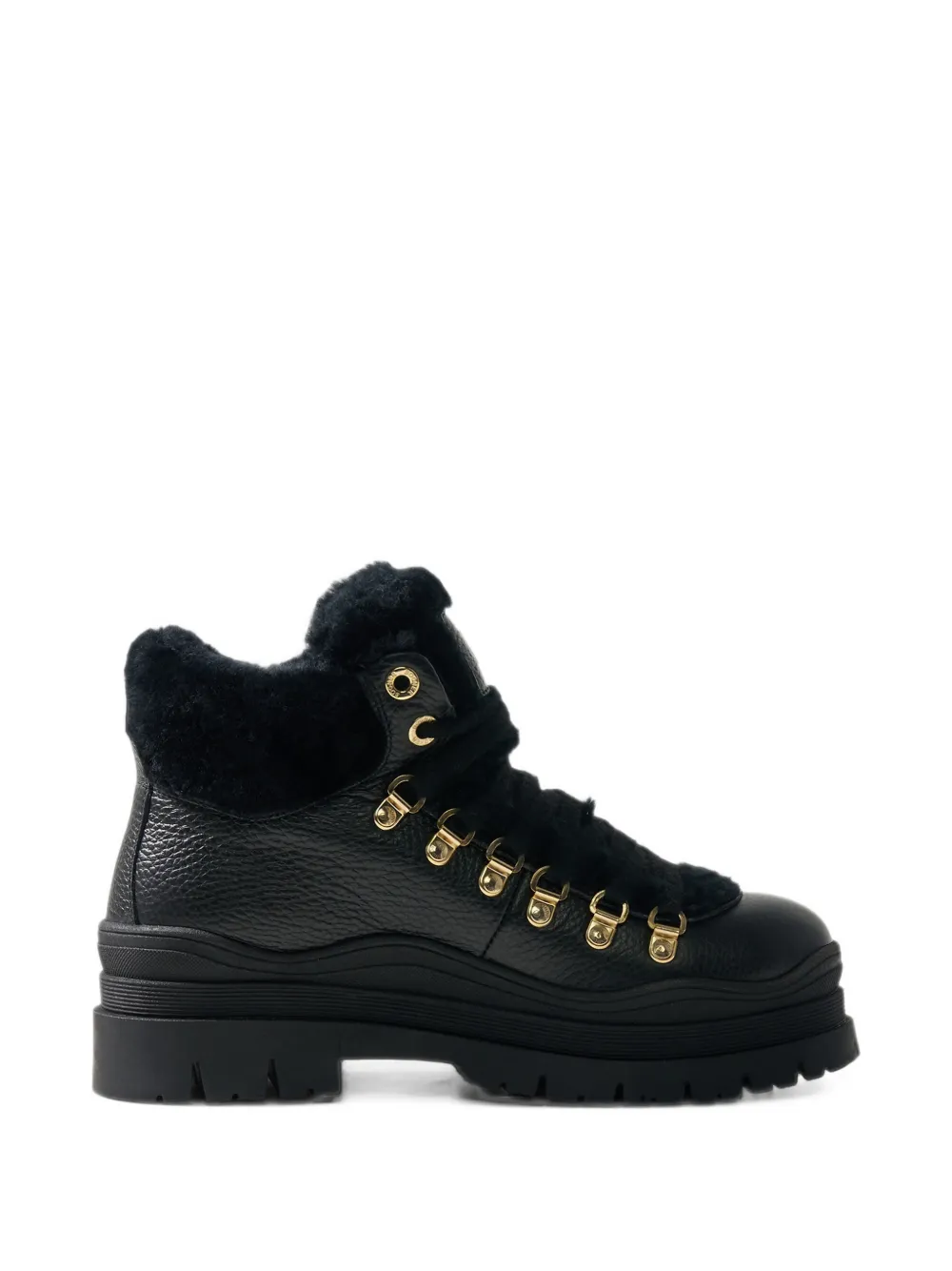 BOGNER bottines Arosa en cuir à bords en peau lainée - Noir