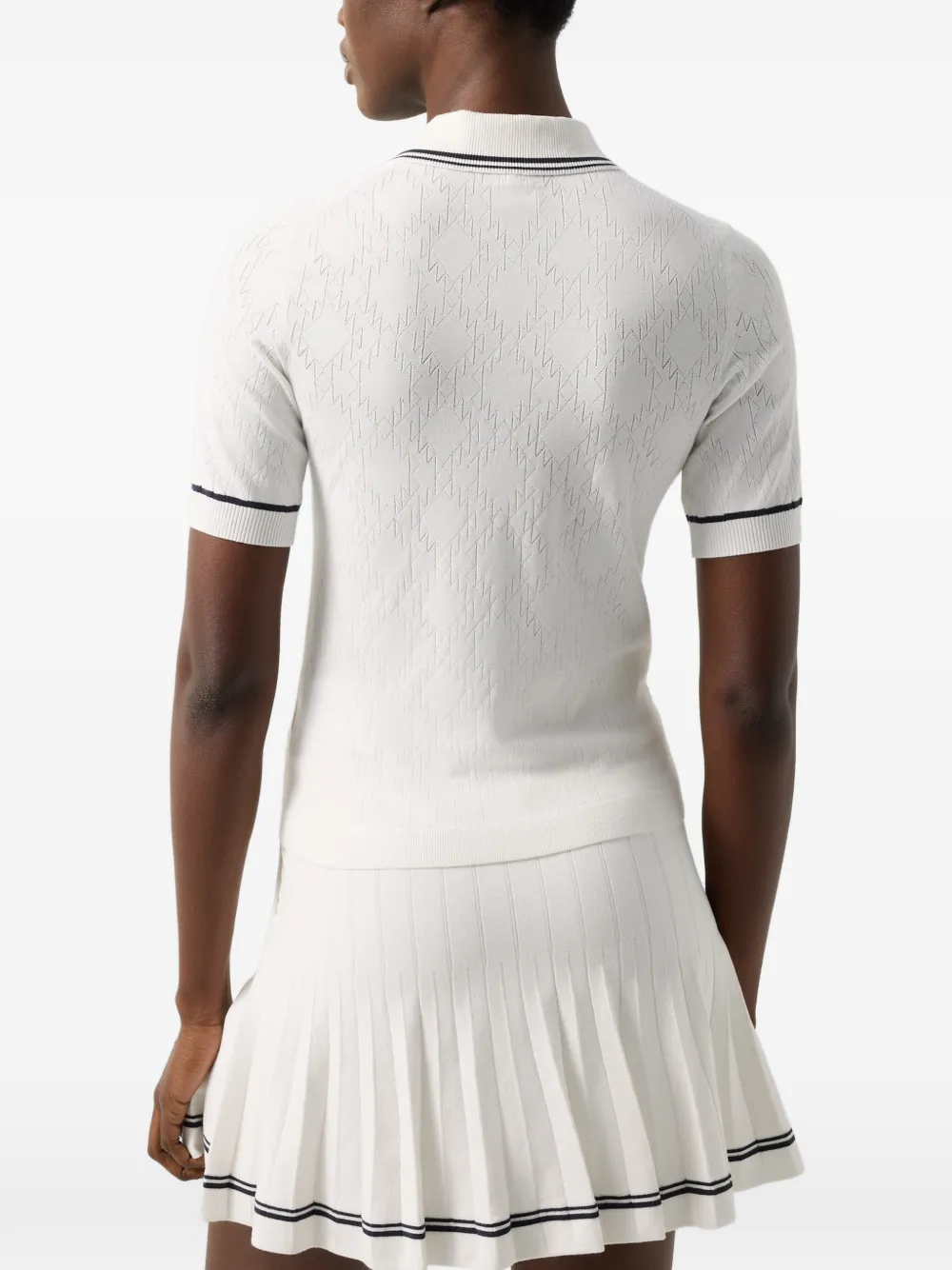 BOGNER Mandy pointelle-knit polo shirt Beige
