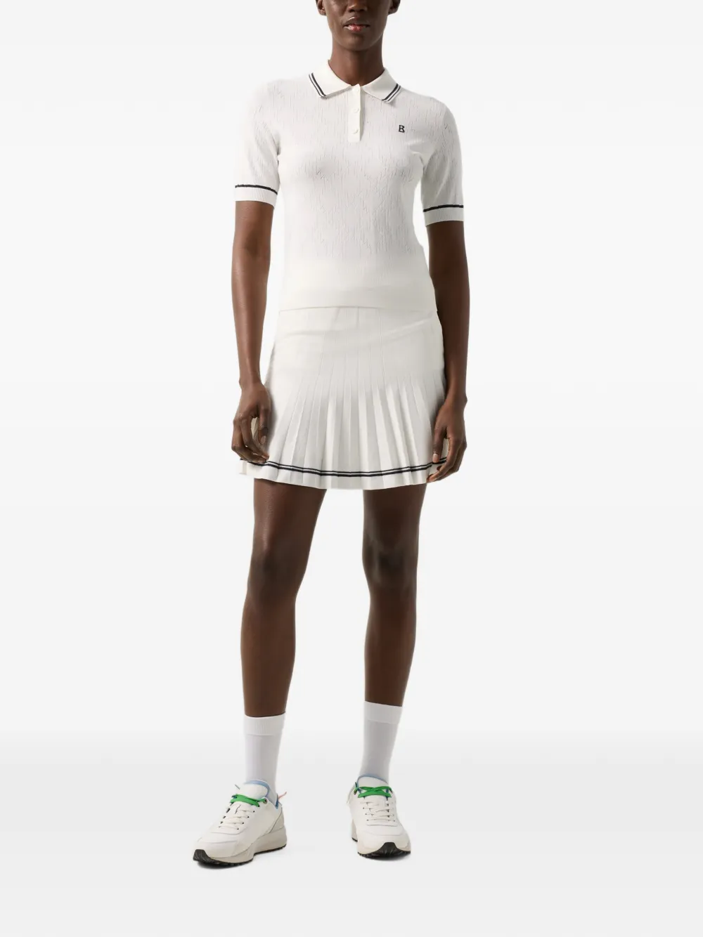 BOGNER Mandy pointelle-knit polo shirt Beige
