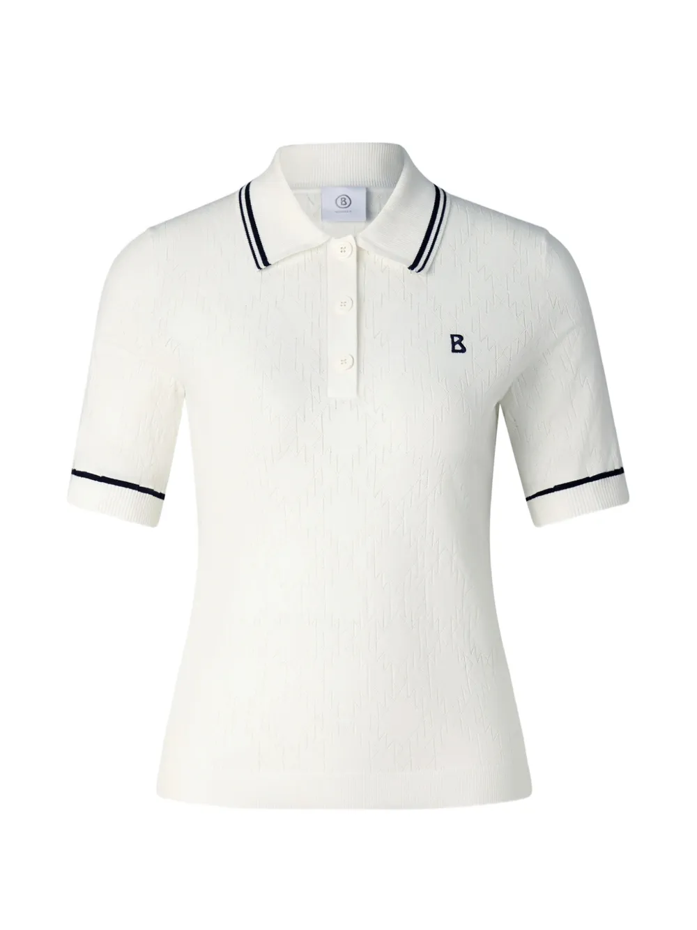 BOGNER Mandy pointelle-knit polo shirt Beige