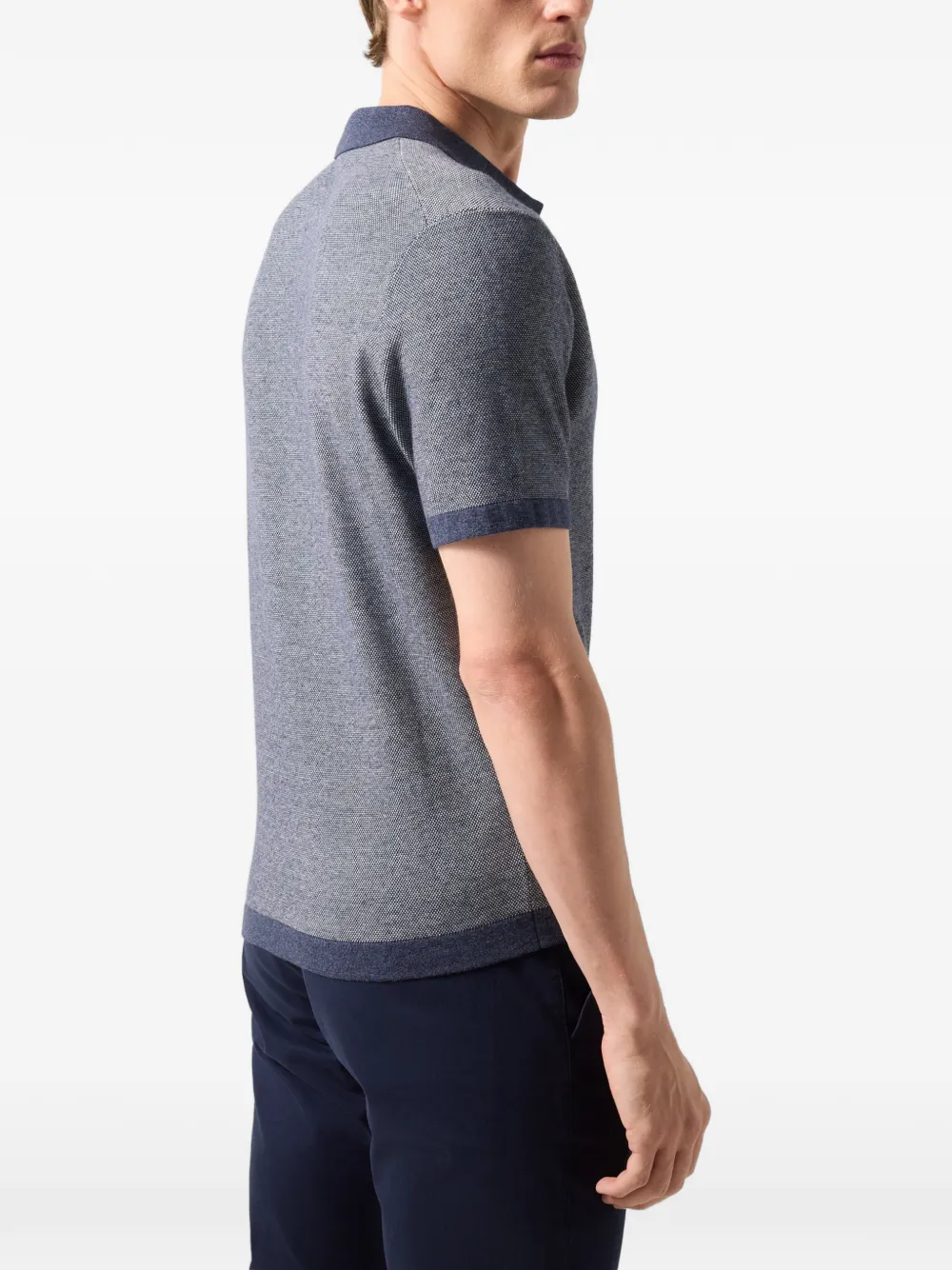 BOGNER Lyon V-neck piqué-knit polo shirt Blauw