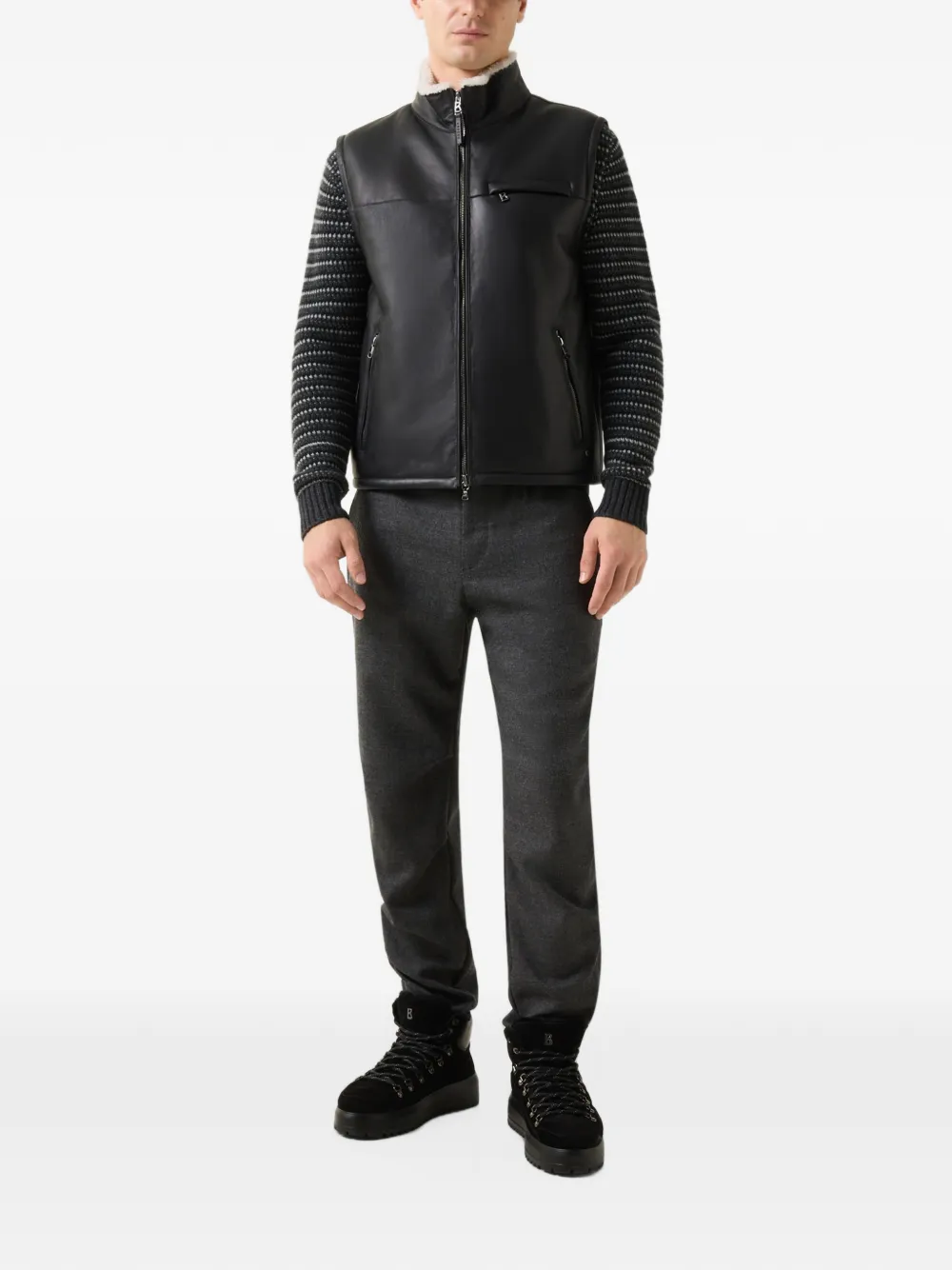 BOGNER Rosso shearling leather gilet Zwart