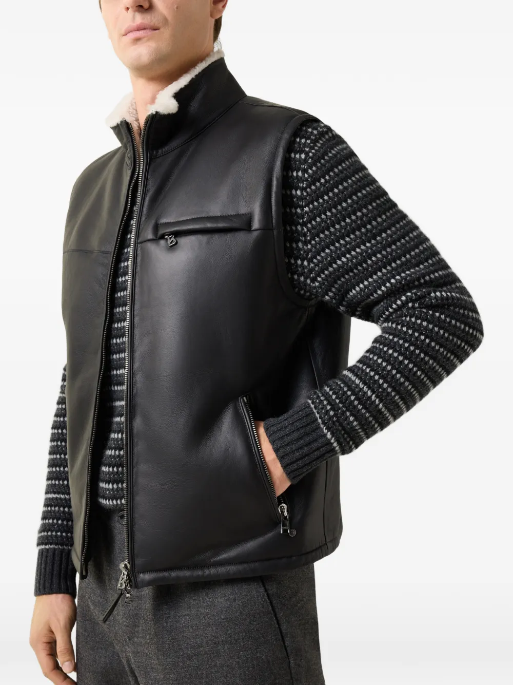 BOGNER Rosso shearling leather gilet Zwart