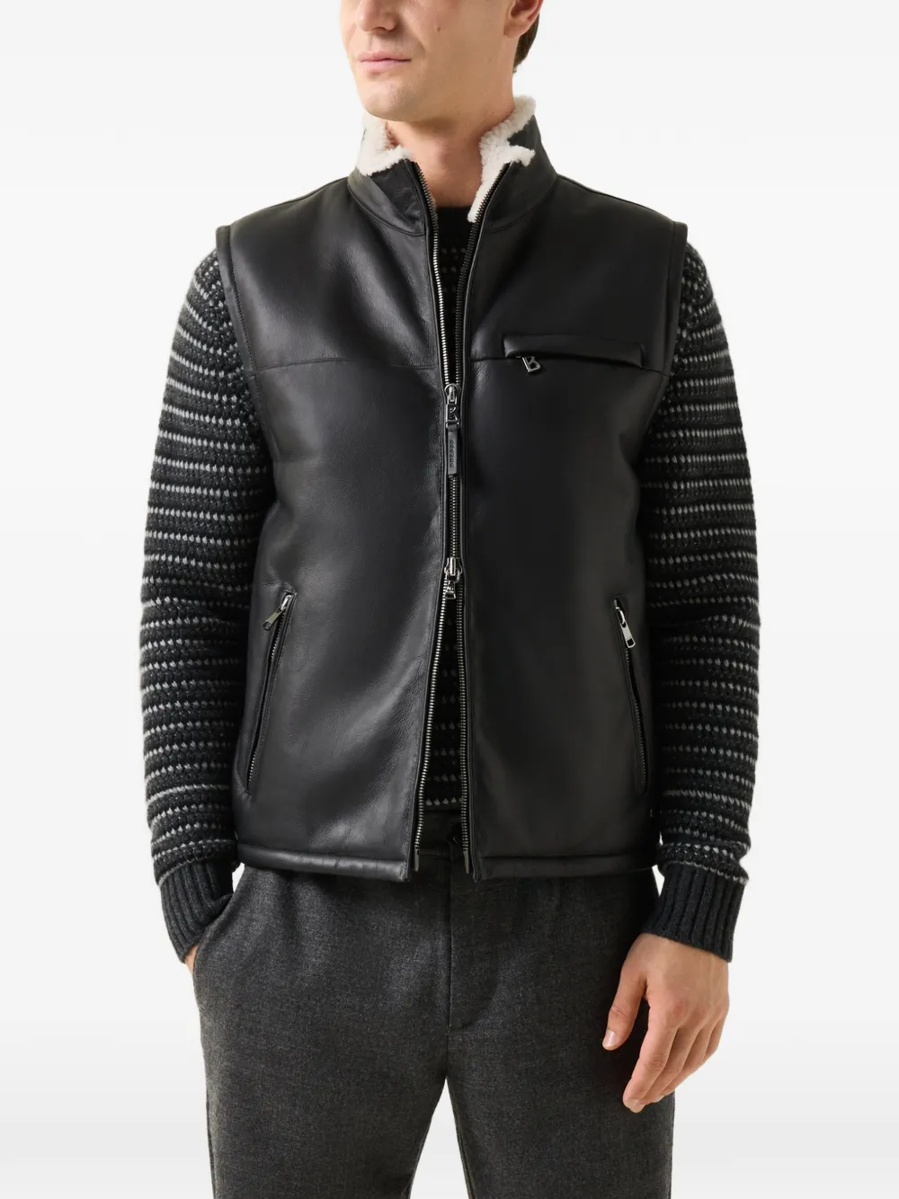 BOGNER Rosso shearling leather gilet - Schwarz