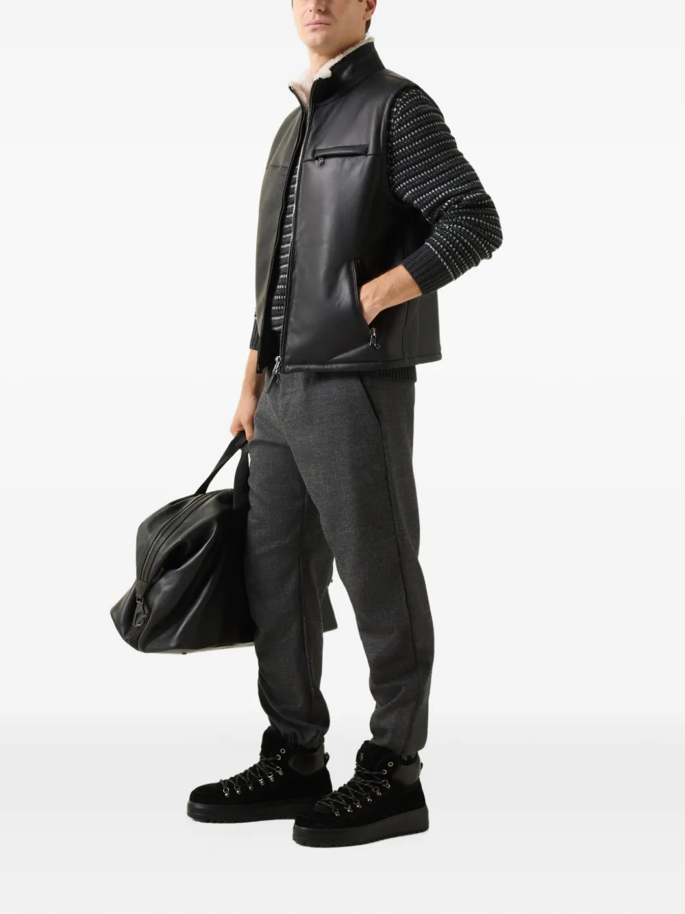 BOGNER Rosso shearling leather gilet Zwart