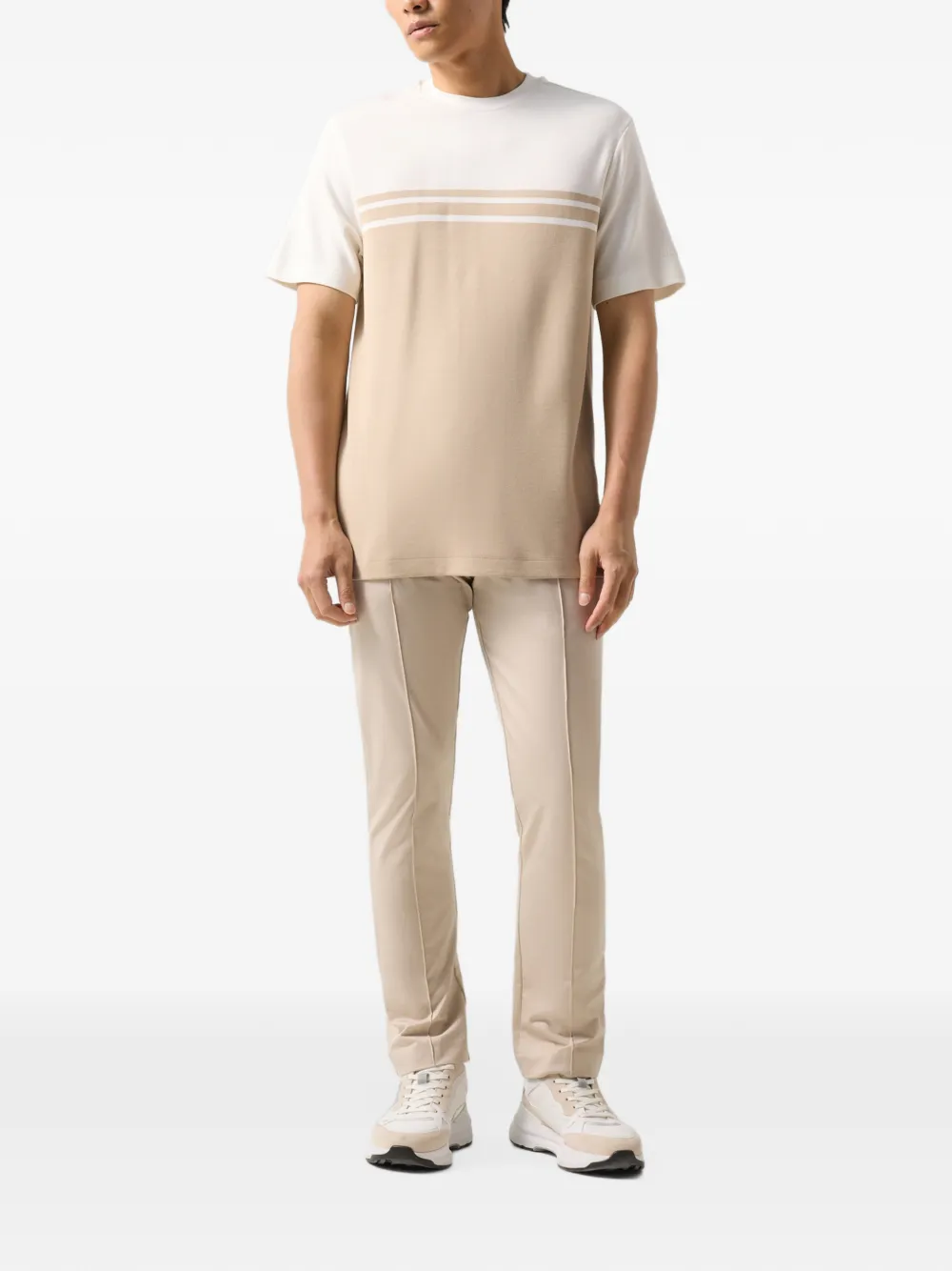 BOGNER Pete colour-block striped T-shirt Beige