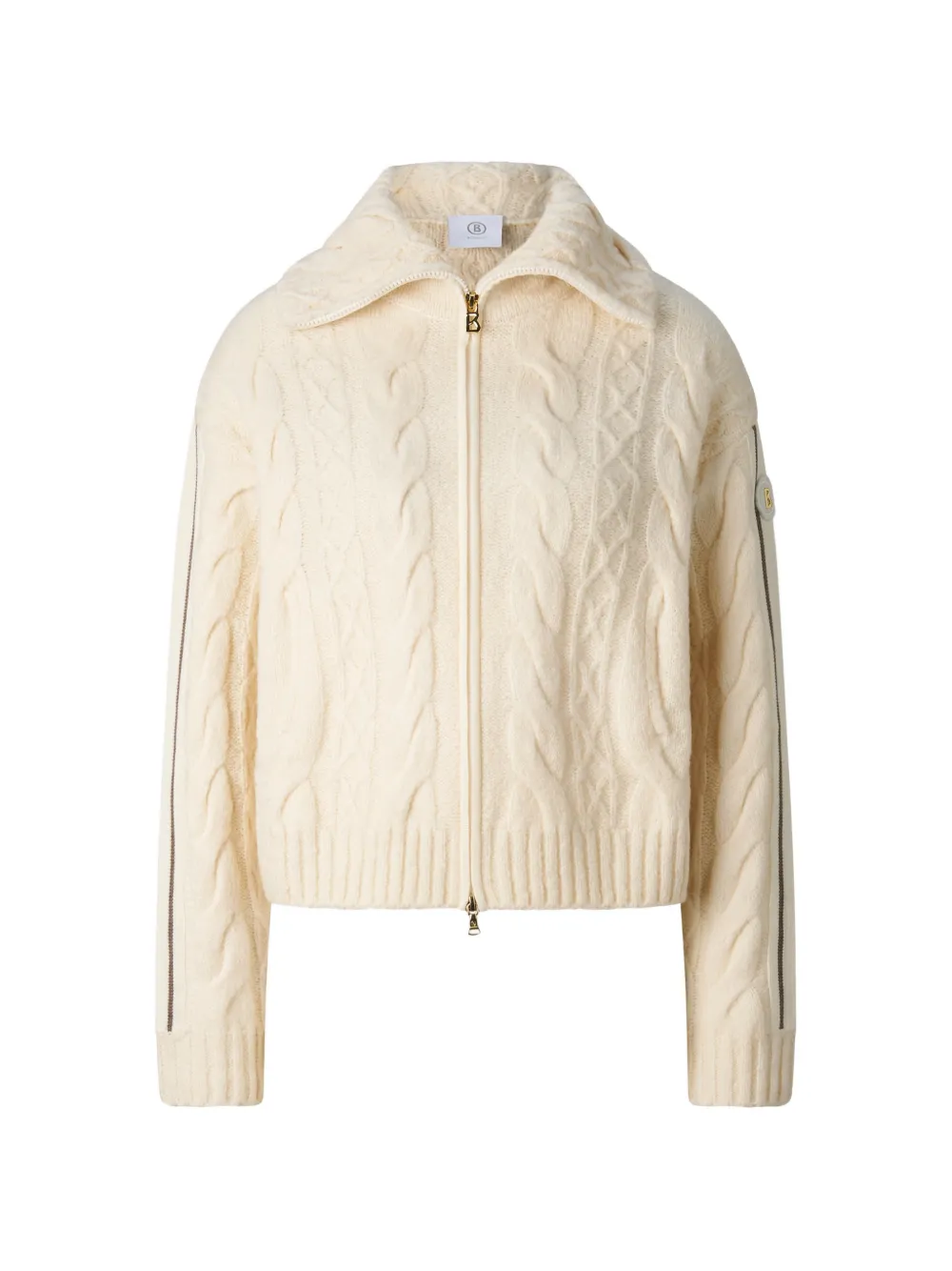 BOGNER cardigan Lotta en maille torsadée à rayures - Blanc