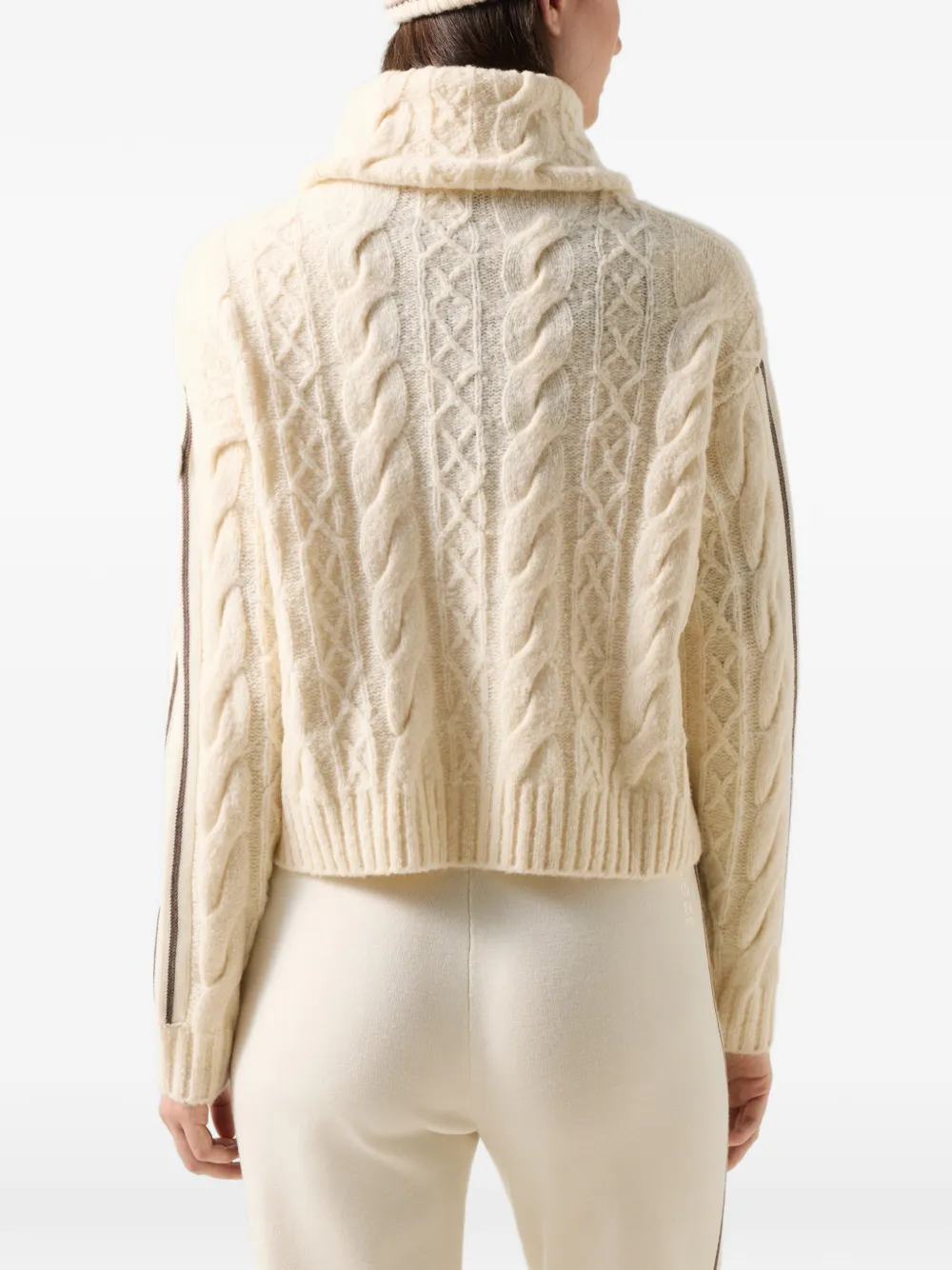 BOGNER Lotta cable-knit striped cardigan Wit
