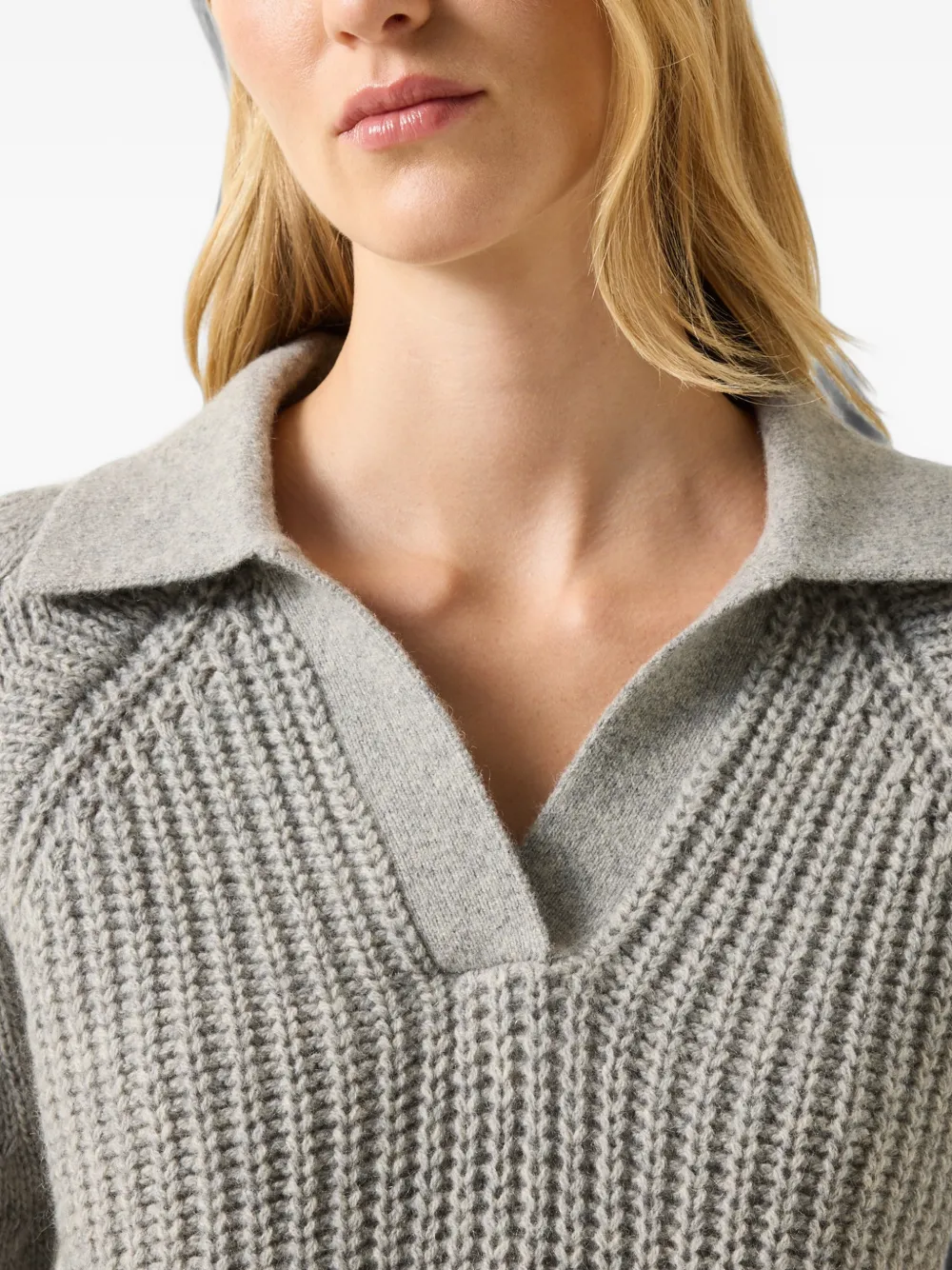 BOGNER Jordy ribbed-knit V-neck sweater Grijs