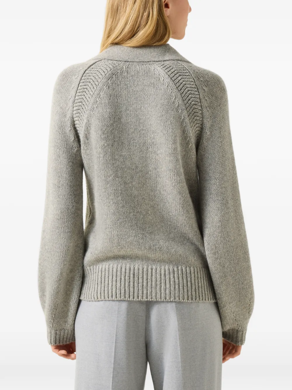 BOGNER Jordy ribbed-knit V-neck sweater Grijs