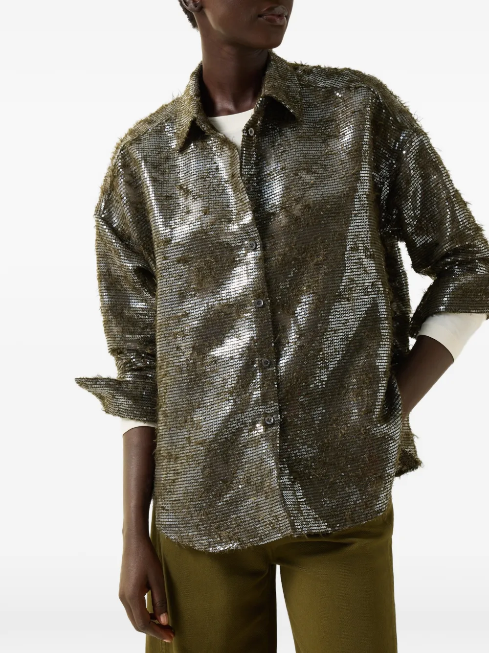 BOGNER Florence sequin-embellished shirt Groen