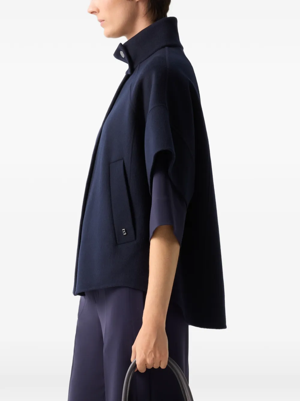 BOGNER Venice dubbelzijdige wollen cape Blauw