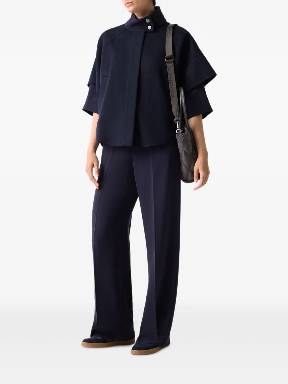 BOGNER Venice dubbelzijdige wollen cape Blauw