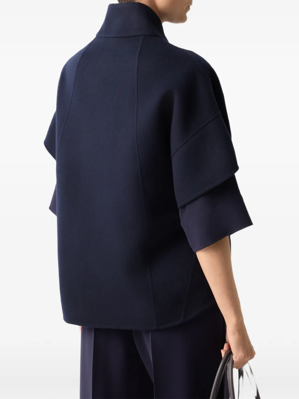 BOGNER Venice dubbelzijdige wollen cape Blauw