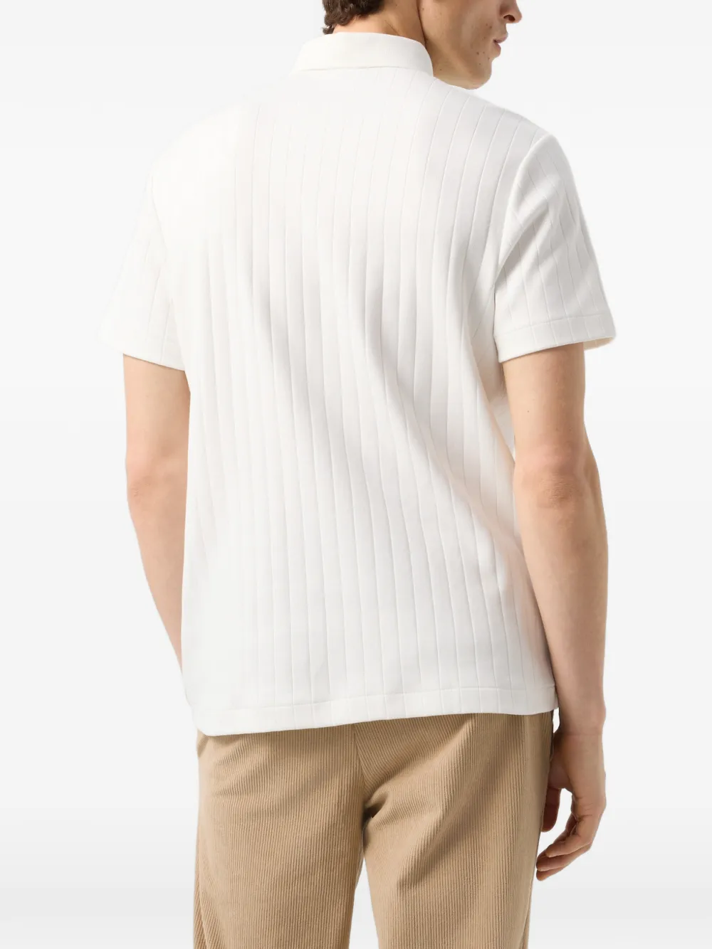 BOGNER Zane ribbed-knit polo shirt Wit
