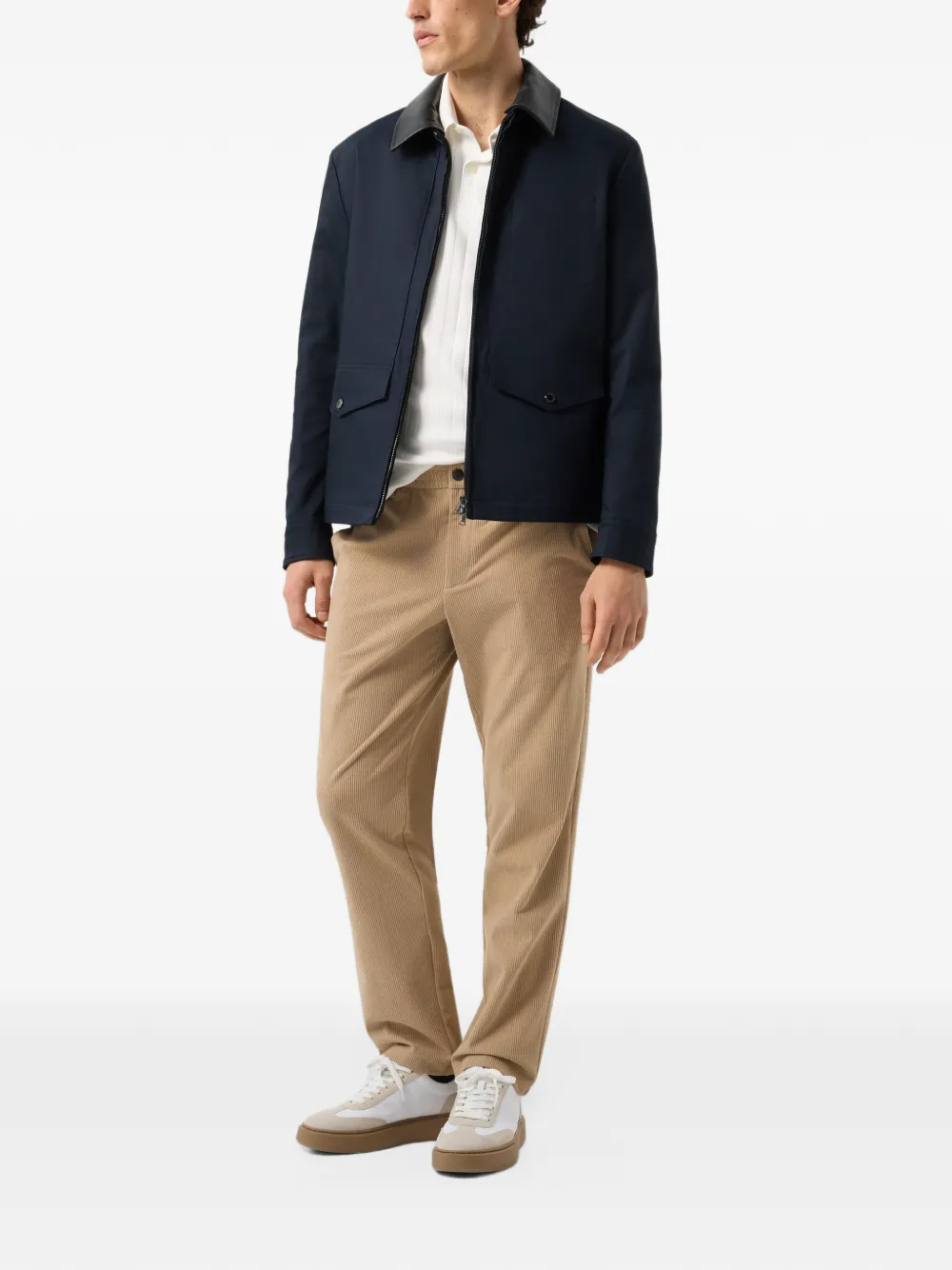 BOGNER Zane ribbed-knit polo shirt Wit