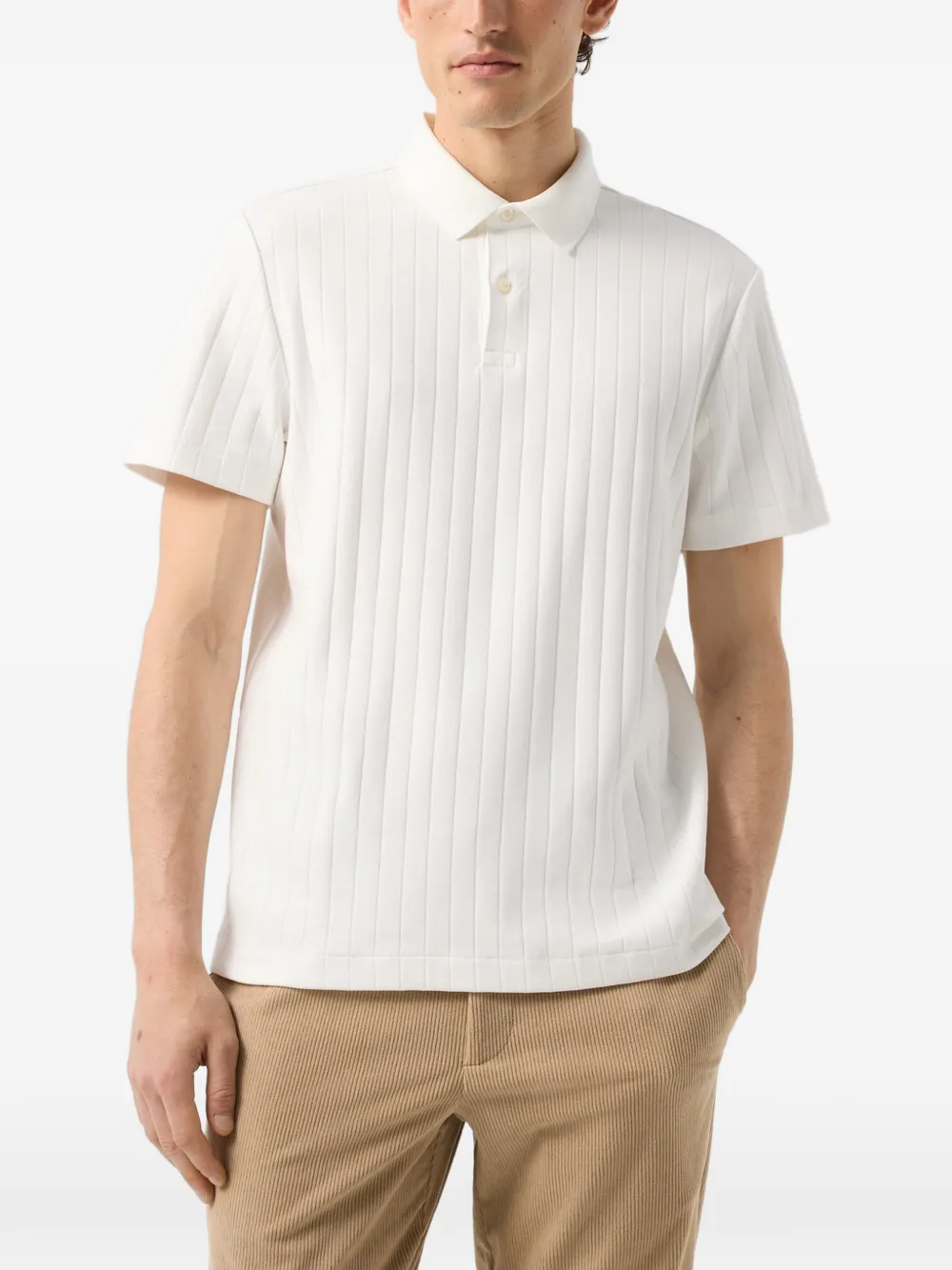 BOGNER Zane ribbed-knit polo shirt Wit