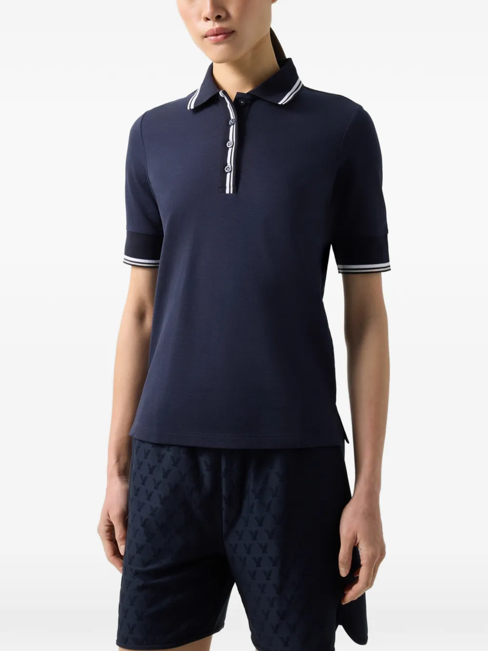 BOGNER Funktons Elenor striped-trim polo shirt Blauw