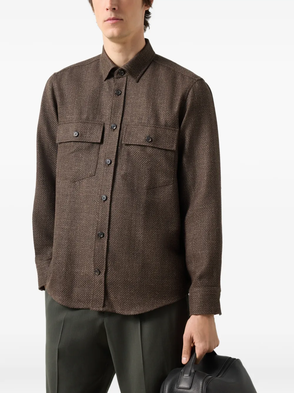 BOGNER Heiko button-down flap-pocket shirt Bruin