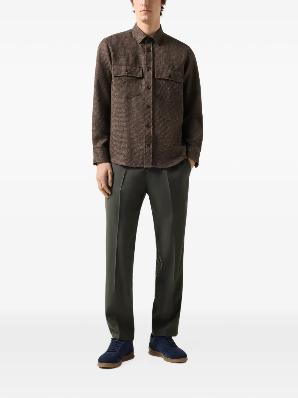 BOGNER Heiko button-down flap-pocket shirt Bruin