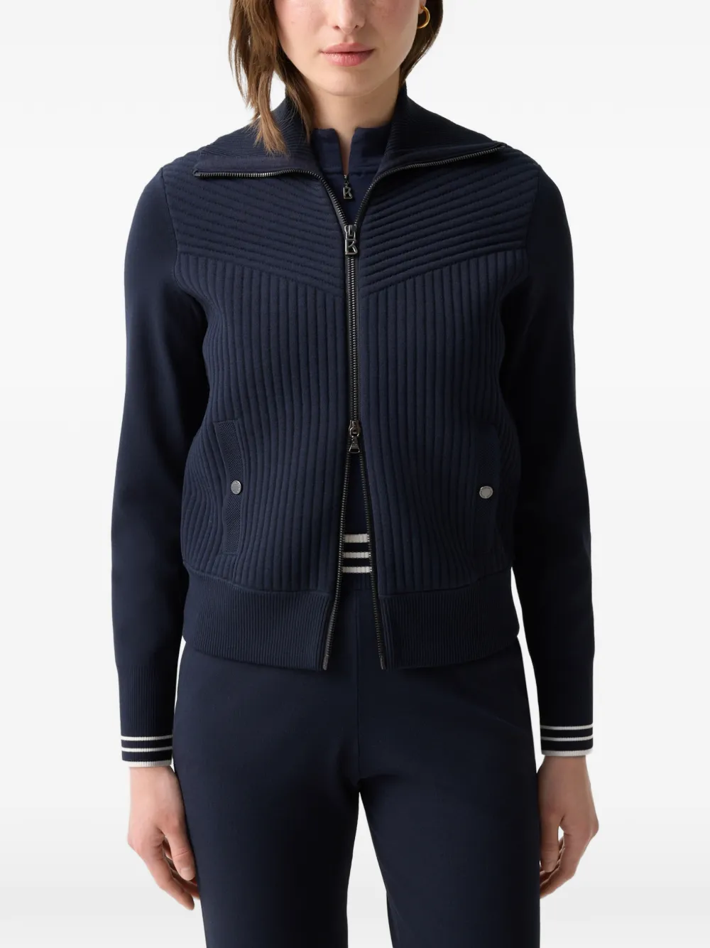 BOGNER Jana ribbed-knit cardigan Blauw