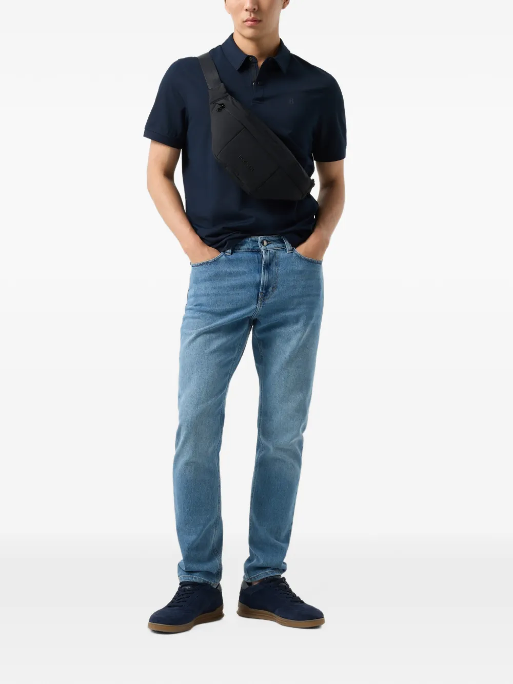 BOGNER Timo logo-print polo shirt Blauw